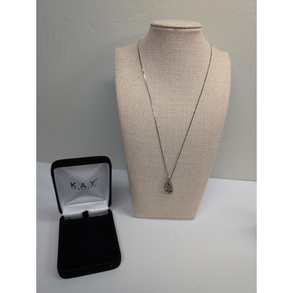VINTAGE KAY JEWELERS 925 STERLING SILVER DANCING DIAMOND PENDANT NECKLACE
